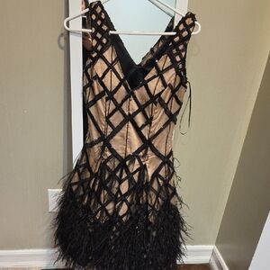 Alberto Makali Black and Tan Mini Dress